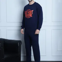 Vimal Jonney Navy Regular Fit Printed Sweatshirt & Trackpants Set image 3