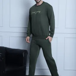 Vimal Jonney Olive Regular Fit Printed Sweatshirt & Trackpants Set image 3