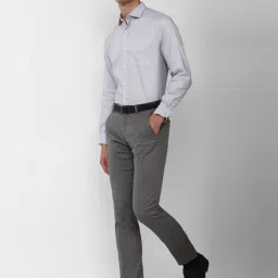 Peter England Elite Grey Cotton Slim Fit Self Pattern Shirt image 3