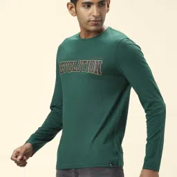 People by Pantaloons Green Cotton Slim Fit Printed T-Shirt image 3