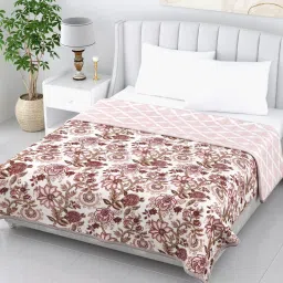 Living Roots Floral Beige & Brown 210 TC Cotton Queen Dohar image 3