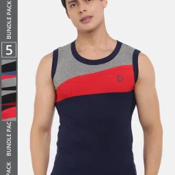 Dollar Bigboss Assorted Cotton Regular Fit Vest - Pack Of 5 image 1