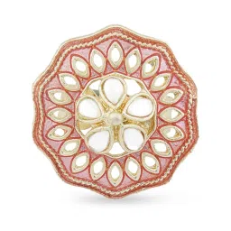 Zaveri Pearls Pink Meenakari Flower Shape Kundan Ring-ZPFK13147 image 3