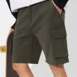 The Souled Store Green Cotton Lycra Regular fit Shorts-image-56