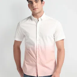 arrow sport Arrow Sports Orange Cotton Slim Fit Omber Shirt image 1