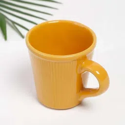 Fabindia Prishti Yellow Ceramic Coffee Mug (220 ML) image 1
