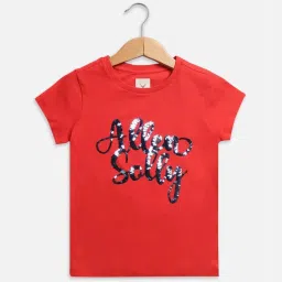 Allen Solly Junior Red Cotton Embellished T-Shirt image 1