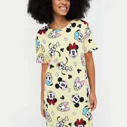 Ginger by Lifestyle Yellow Cotton Printed Sleep Tees image 1