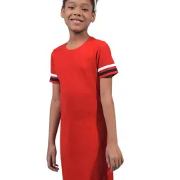 Crimsoune Club Girls Red Cotton Slim Fit Dress-picture-10