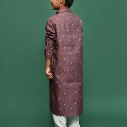 Sanwara Kids Wine Embroidered Kurta With Pants Set image 2