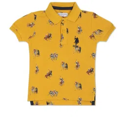 U.S. Polo Assn. Kids Mustard Printed Polo T-shirt image 1