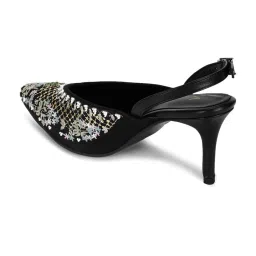W Women's Black Back Strap Stilettos image 3