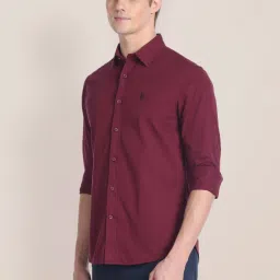 U.S. Polo Assn. Maroon Cotton Regular Fit Shirt image 3
