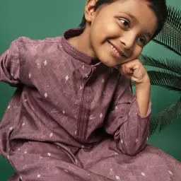 Sanwara Kids Wine Embroidered Kurta With Pants Set image 5