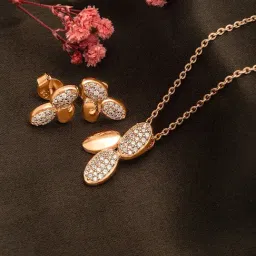 Silberry 92.5 Sterling Rose Gold Jasmine Pendant Set-picture-23