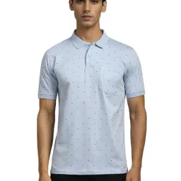 Louis Philippe Blue Cotton Regular fit Printed Polo T-Shirt-picture-19