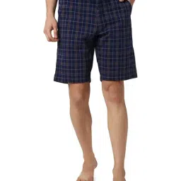 Peter England Navy Check Shorts-image-37