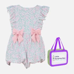 Little Surprise Box Kids Pink & Green Floral Print Swimsuit image 1
