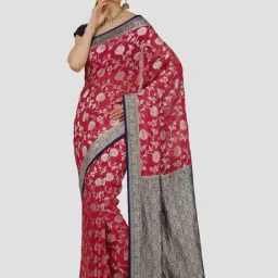 Banarasi Silk Works Pink Woven Saree With Unstitched Blouse-picture-30