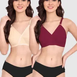 FIMS: Fashion is my Style Beige & Maroon Cotton Lingerie Set - Pack Of 2-image-92