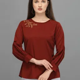 Prettify Maroon Embroidered Top image 1