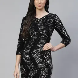 Cottinfab Black Embellished Cotton Dress-image-68