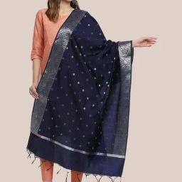 Dupatta Bazaar Navy Blue Woven Pattern Dupatta-picture-13