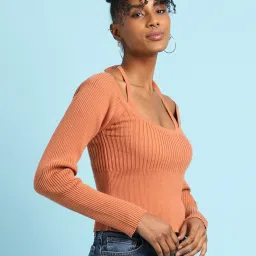 Forever 21 Peach Cotton Regular Fit Top image 3