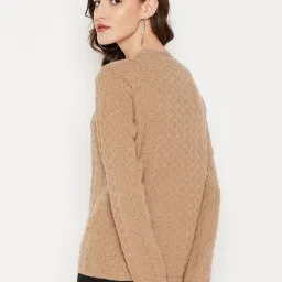 MADAME Brown Self Pattern Cardigan image 2