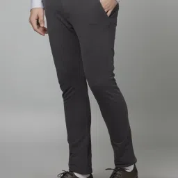 celio celio* Charcoal Grey Slim Fit Printed Trousers image 3