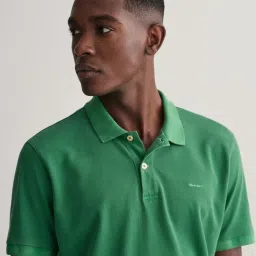 GANT Green Cotton Regular Fit Polo T-Shirt image 3