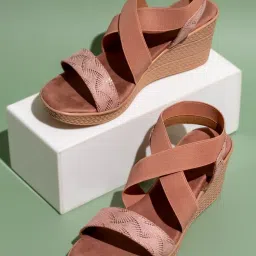 Inc.5 Women's Peach Cross Strap Wedges image 1