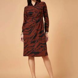Annabelle by Pantaloons Brown Printed Shirt Dress-picture-26