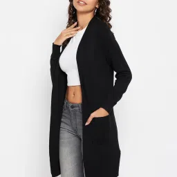 MADAME Black Cotton Longline Shrug image 3