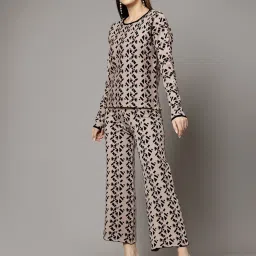 Mafadeny Beige & Black Printed Co-Ord Set image 3