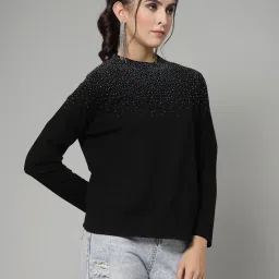 Mafadeny Black Embellished Sweater image 3
