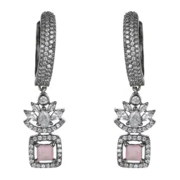 Priyaasi Pink Leaf Block Hoop Earrings image 3