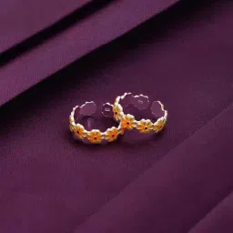 Kai Jewel Sterling Silver Yellow Floral Blooms Silver Toe Ring-image-65