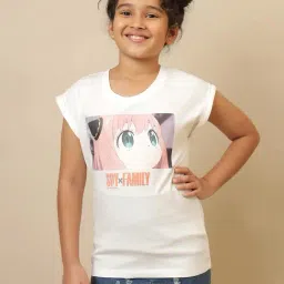 Kidsville Girls Off White Cotton Printed T-Shirt-picture-31