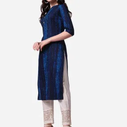 BERRYLICIOUS Navy Rayon Printed Kurta image 3