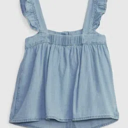 GAP Girls Denim Blue Cotton Solid Top image 2