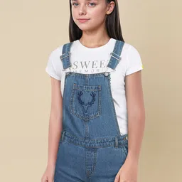 Allen Solly Junior Girls Slim Fit Denim Dungarees image 5