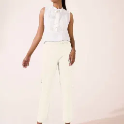 Go Colors! Off-White Mid Rise Formal Trousers image 1