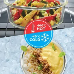 Borosil Transparent 400ml Round Glass Food Storage Container with Air Tight Lid (6 Piece) image 4