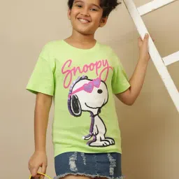 Kidsville Girls Green Cotton Printed T-Shirt-image-64