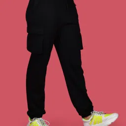 zink london zink Z Black Blended Regular Fit High Rise Joggers image 3