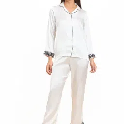 Sweet Dreams White Printed Shirt Pyjama Set-image-49