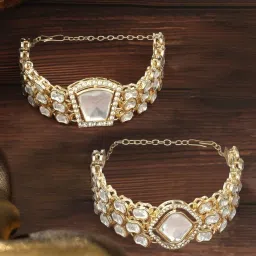 Zaveri Pearls Set of 2 Gold Tone Dazzling Austrian Diamonds & Stones Fusion Bracelets-ZPFK17945 image 1