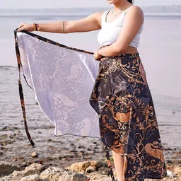TENNECY Printed Maxi Wrap Skirt image 3