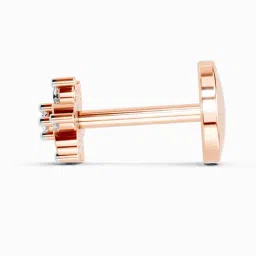 Sparkles 14K (585) Rose Gold Lab Grown Diamond 0.03 Ct Round Shape Splendid Floret Nose Pin image 3